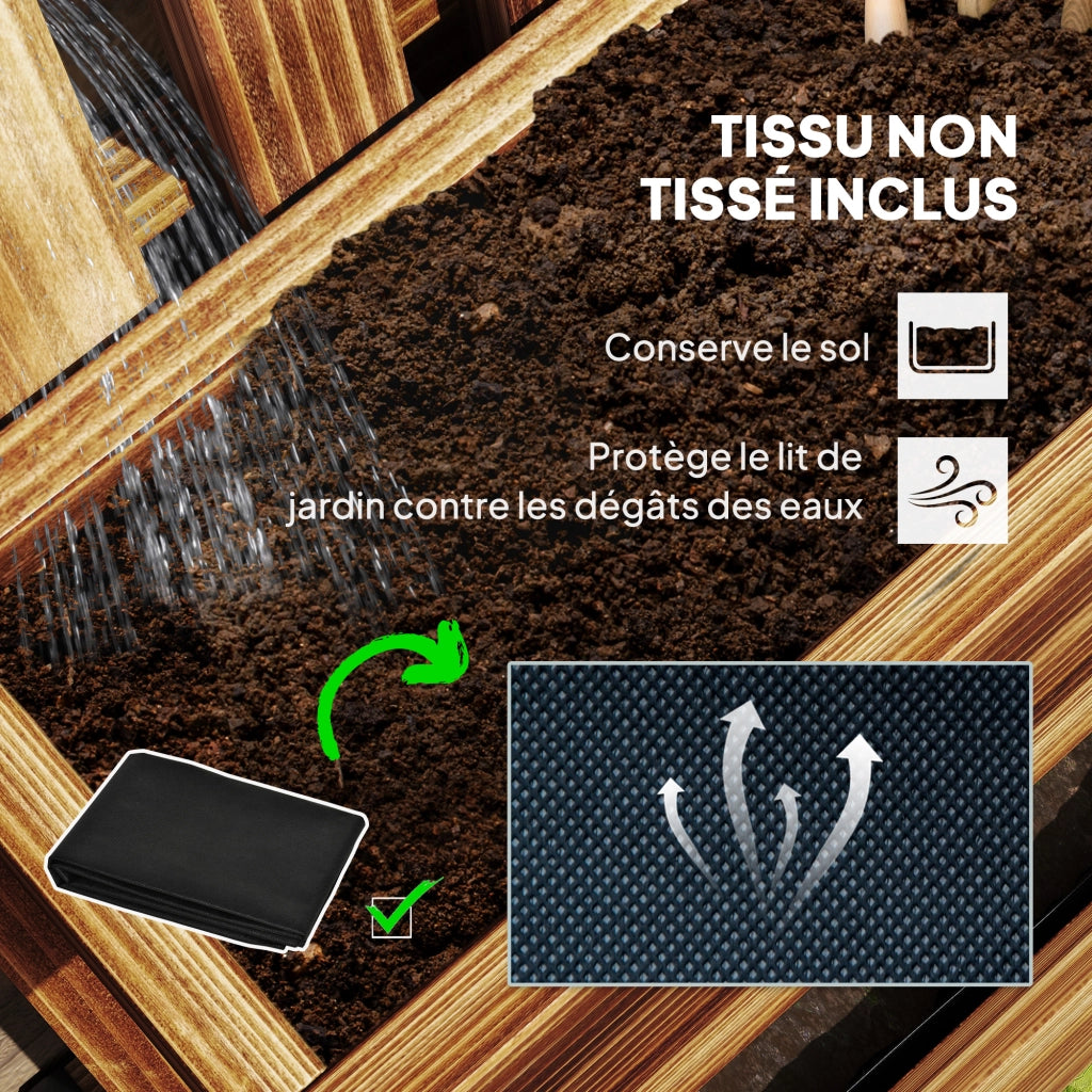 Fioriera da parete in legno massello con 3 vaschette removibili ¨C Xylo ¨C 60x16x80 cm