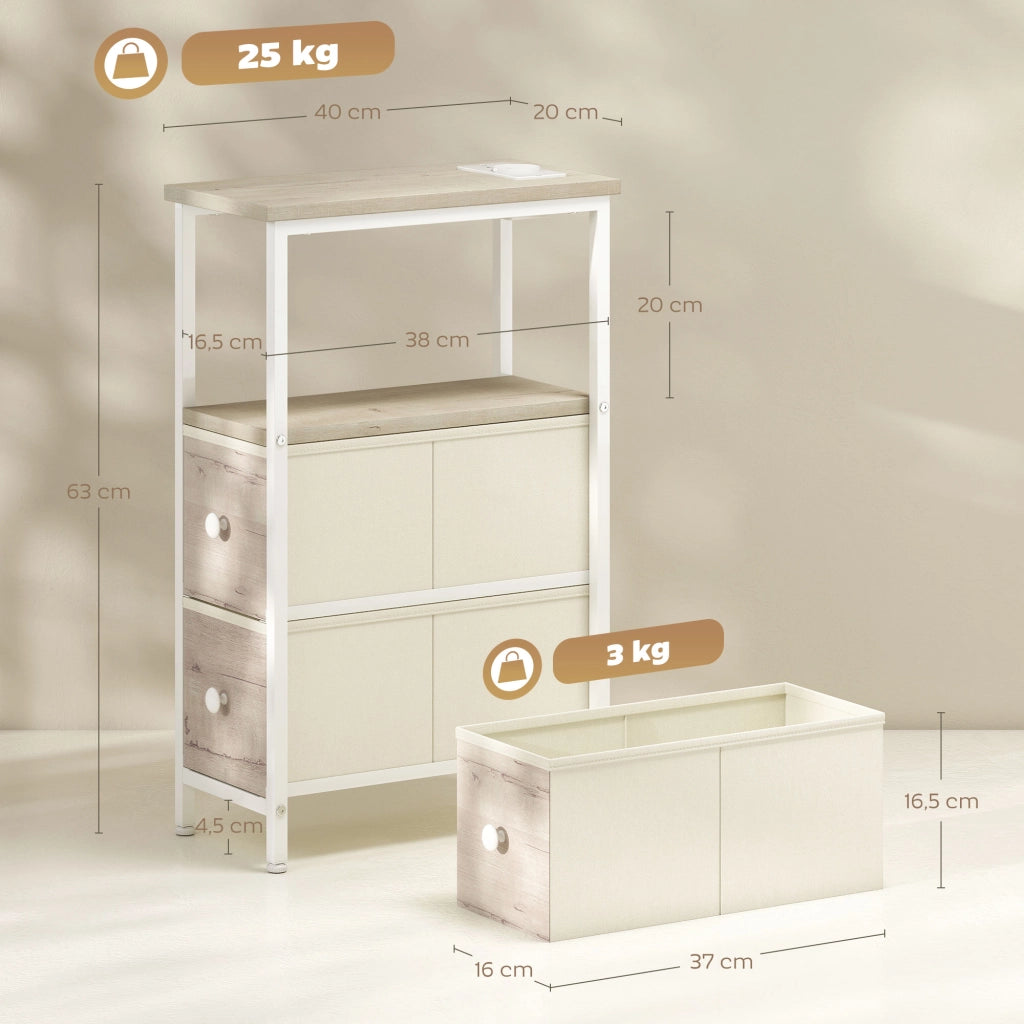 Tavolino da salotto con 2 cassetti e prese USB ¨C ZephMum ¨C Grigio naturale
