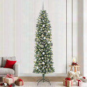 Albero di Natale Artificiale Sottile Verde e Bianco 240 cm 3395316