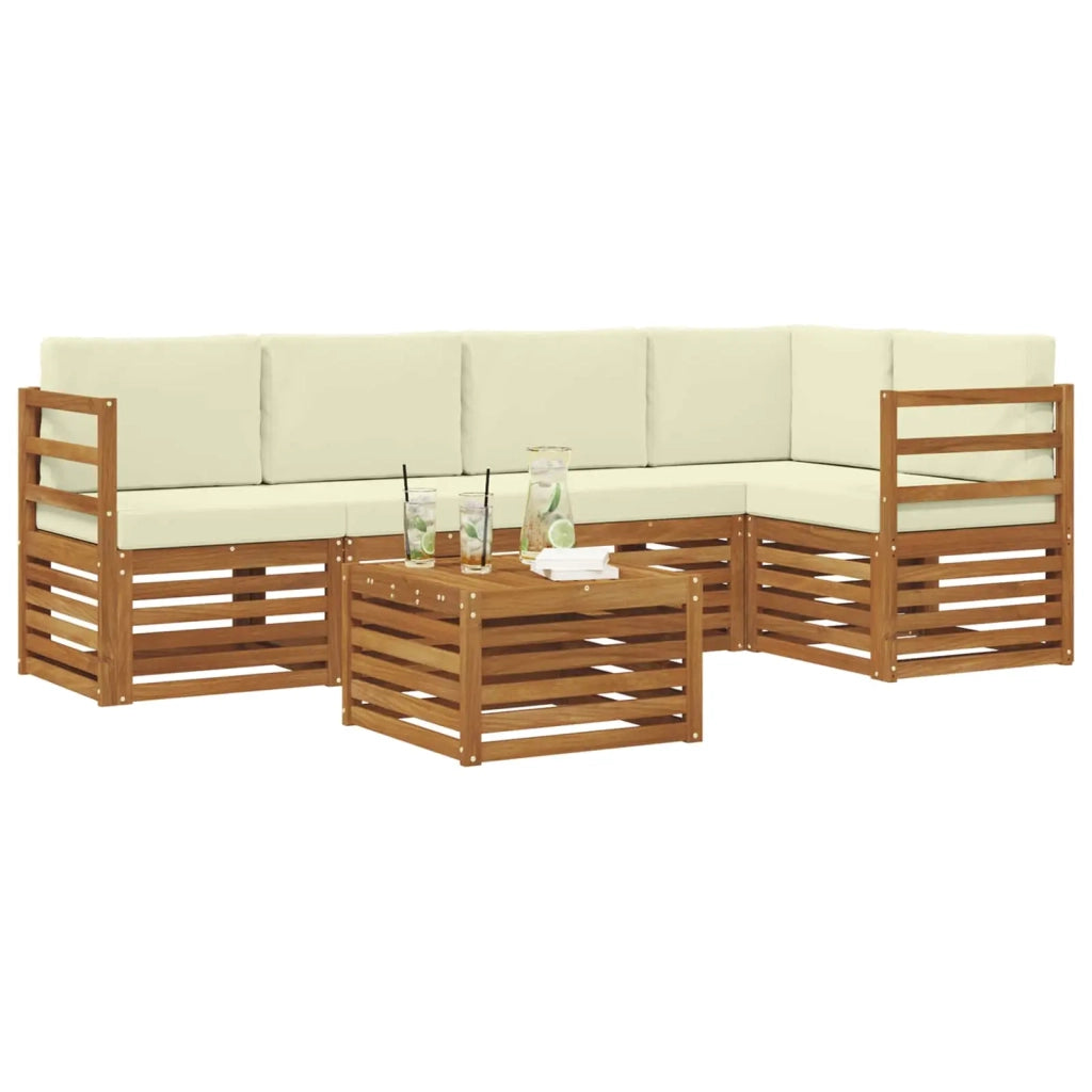 Set divano sezionale con cuscino 6 pcs Naturale e Crema 3374830