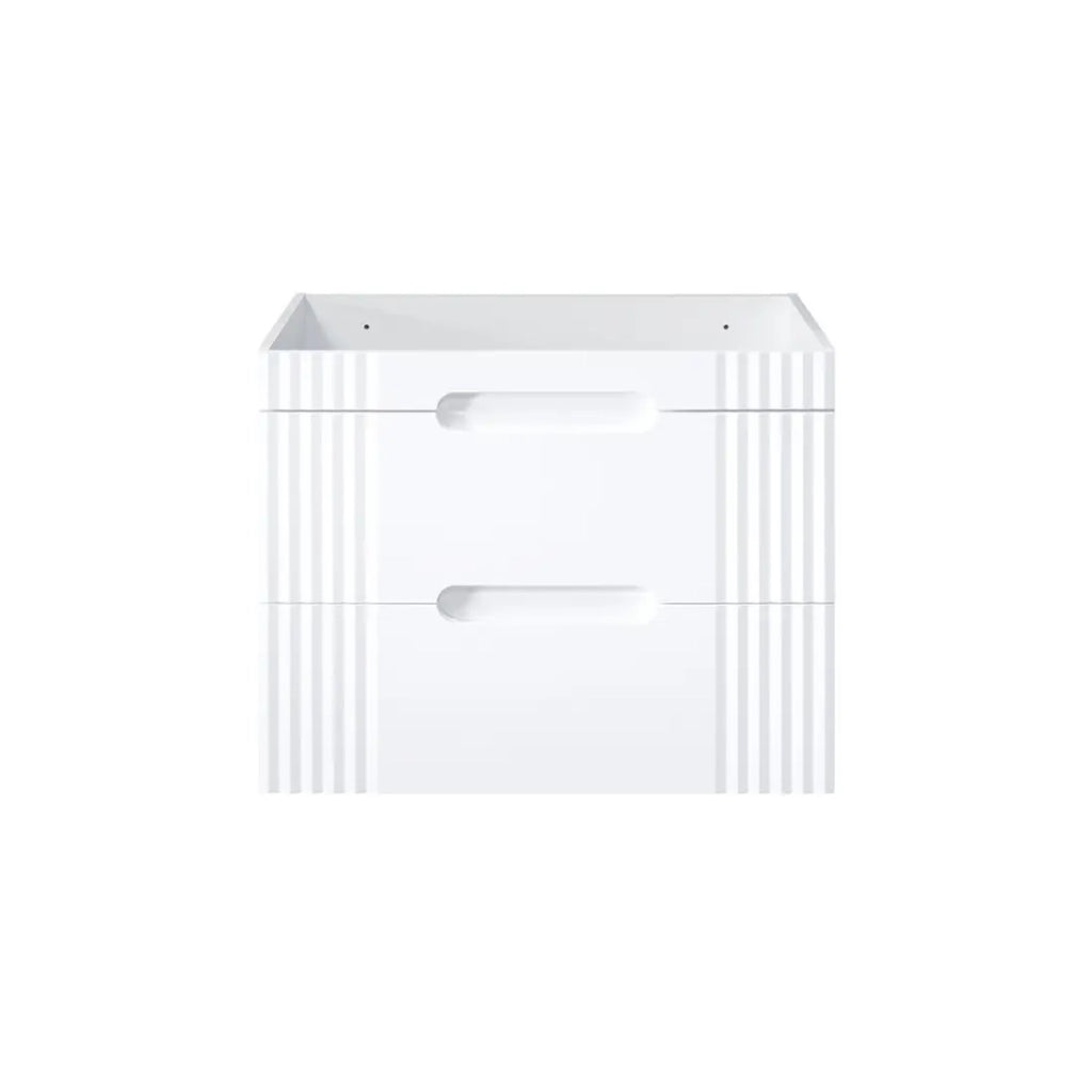 Mobile sottolavabo FIDJI 80 cm – Bianco alpino brillante – 2 cassetti – Fissaggio a muro o a pavimento