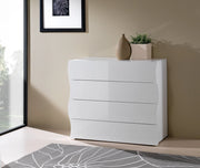 Comò 4 Cassetti 100x40x81,5 cm Onda 4C Bianco Lucido