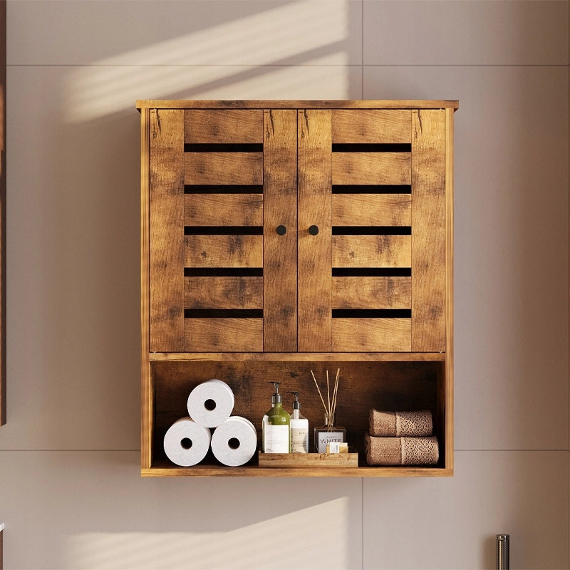 Mobile da bagno sospeso in bronzo rustico con ripiano e montante a muro in stile loft da 60 cm