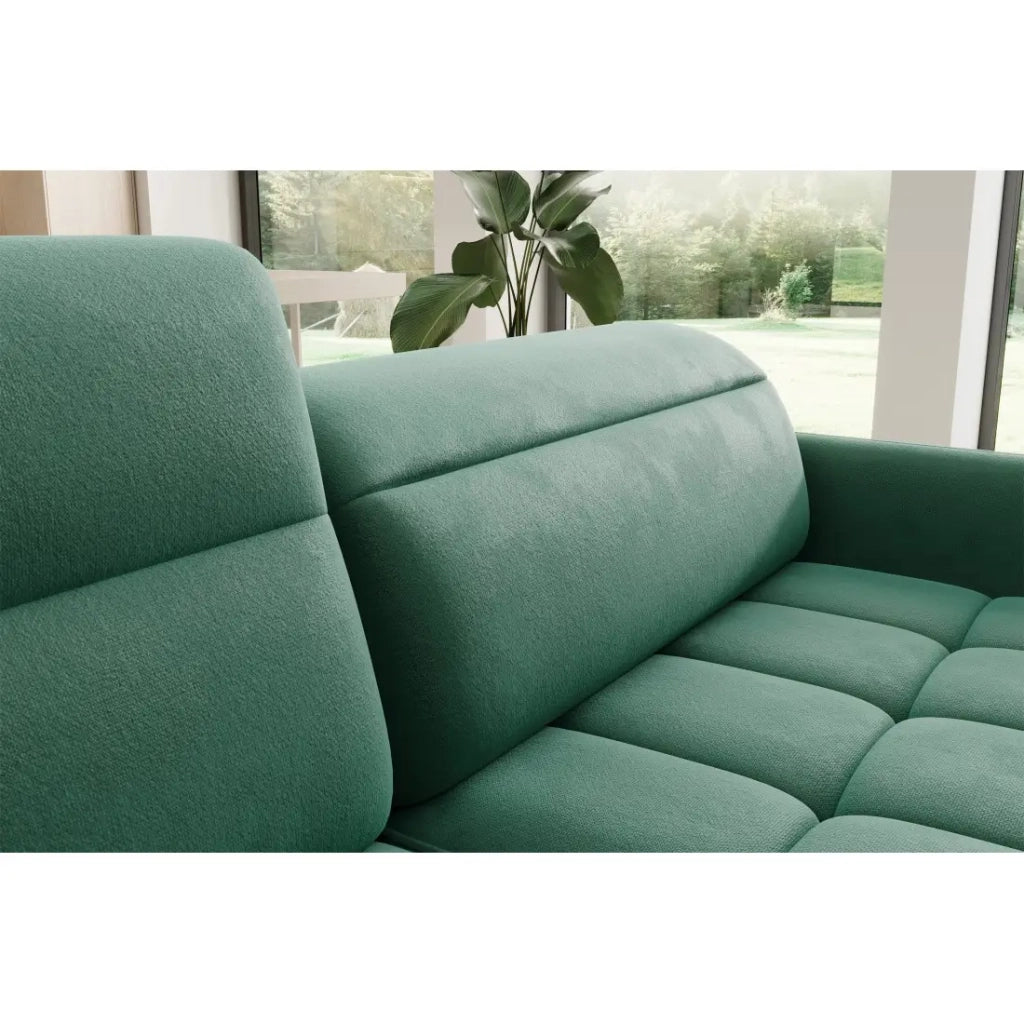 Divano angolare sinistro convertibile BARNEA 208 cm verde scuro con contenitore
