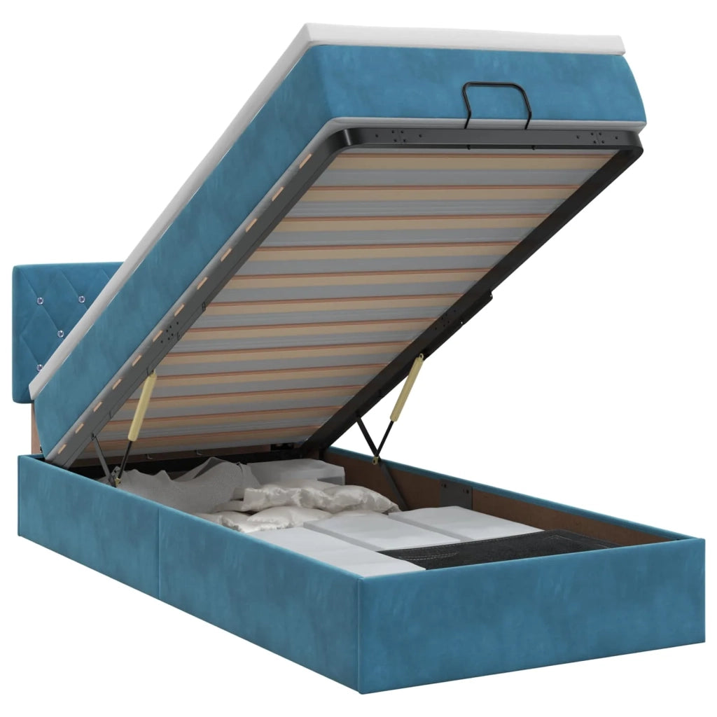 Letto ottomano con materasso Blu Scuro 100 x 200 cm Velluto 3456469