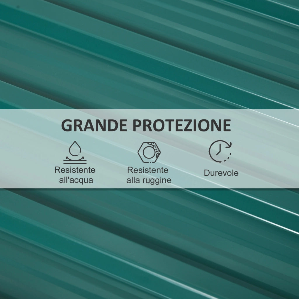 Set 12 Pannelli di Ricambio 129x45 cm per Casette da Giardino in Acciaio Zincato Verde