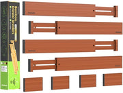 Verstelbare ladeverdeler in bambù (43-56 cm), organizzatore di cassetto, sostenuto da molle, per cucina, armadio, bagno, camera da letto, lavello per bambini, sistema di organizzazione per scrivania (blu)