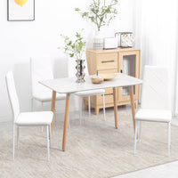 Set di 4 Sedie da Pranzo 41x50x97 cm con Schienale Alto in Similpelle Bianco