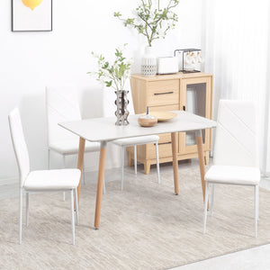 Set di 4 Sedie da Pranzo 41x50x97 cm con Schienale Alto in Similpelle Bianco