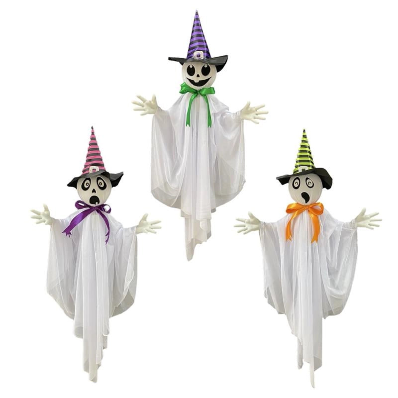 DECORAZIONE HALLOWEEN FANTASMA CREEPY DA APPENDERE ANIMATI CON SENSORE DI SUONO 22X39X34H CM ASSORTITO