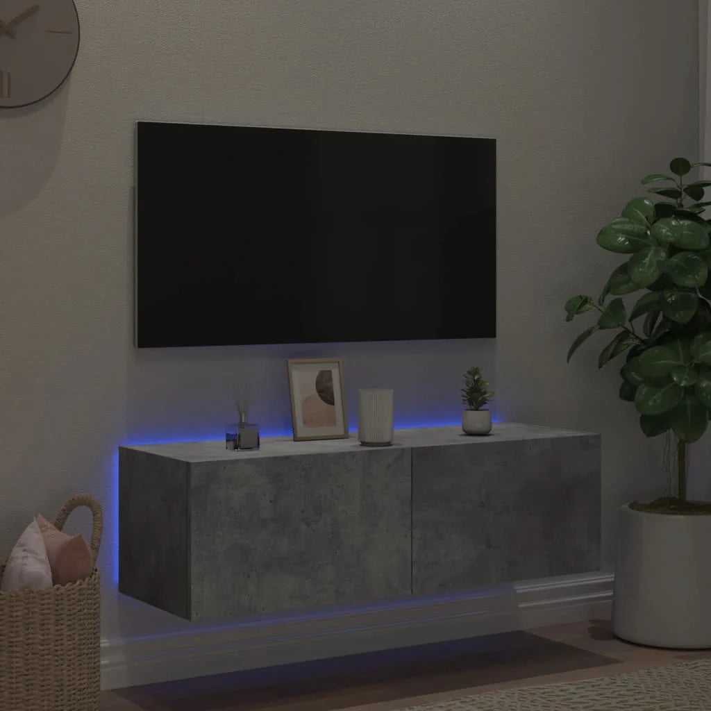 Mobile TV multimediale scaffale TV credenza mobile TV sala da pranzo soggiorno camera da letto mobile da parete con luci LED 100 x 35 x 31 cm grigio 02_0027851