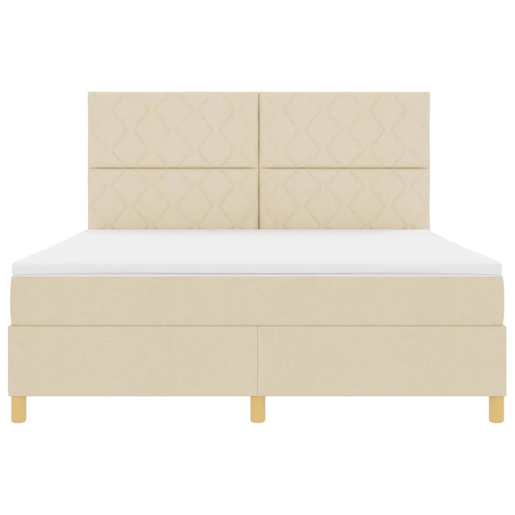 Letto a molle con materasso Crema 180 x 200 cm Tessuto 3343199