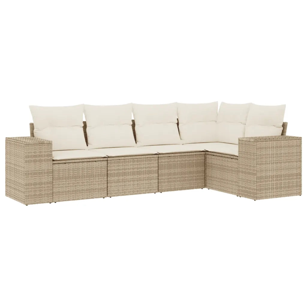 Set Divano da Giardino 5 pz con Cuscini Beige in Polyrattan 3254865