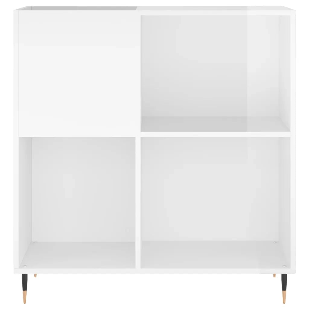 Mobile classico per dischi in vinile 84,5 x 38 x 89 cm stile industriale realizzato in legno composito bianco lucido 02_0049161