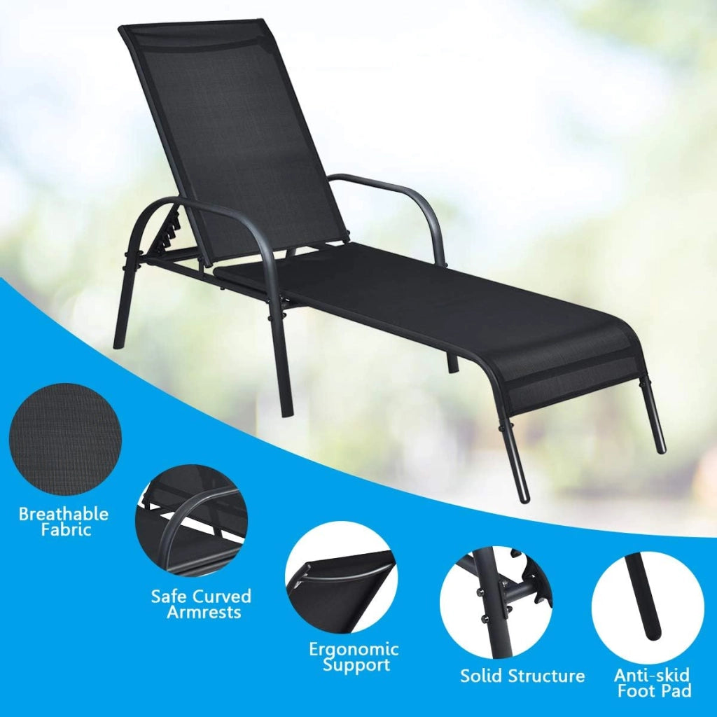 - Chaise da giardino, 2 pezzi, regolabili per giardino, sdraio, sdraio, sdraio, sdraio reclinabile