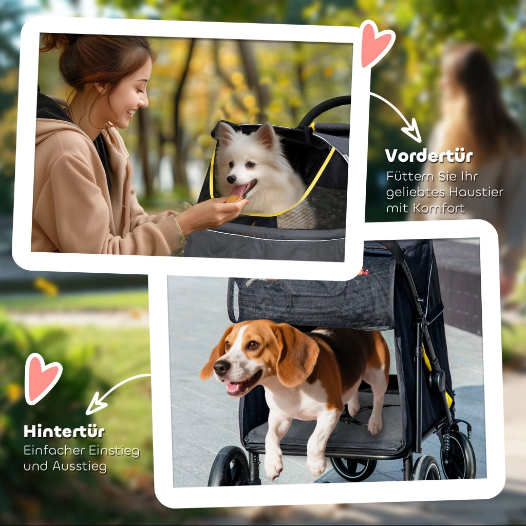 Carrello Trasporto Cani Pieghevole ¨C Zephmum ¨C Grigio Scuro