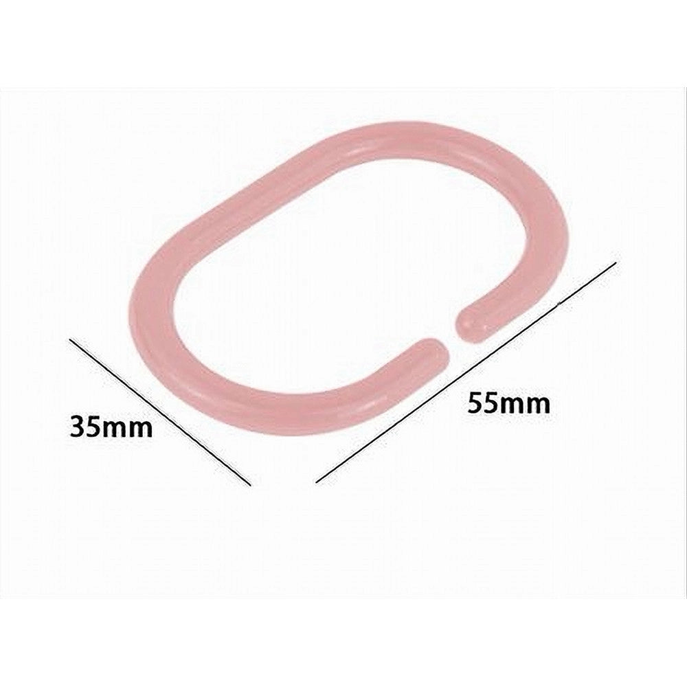 Trade Shop - Set 12 Pz Anelli Gancio Per Tenda Da Doccia Box Bagno In Plastica Pp Rosa 87243 -