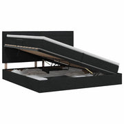 Letto con contenitore e materasso Nero 200 x 200 cm Tessuto 3459464