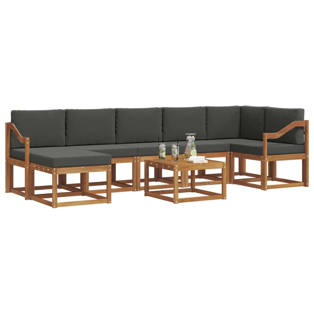 Set di divani da esterno con cuscino 8 pcs Naturale e Antracite