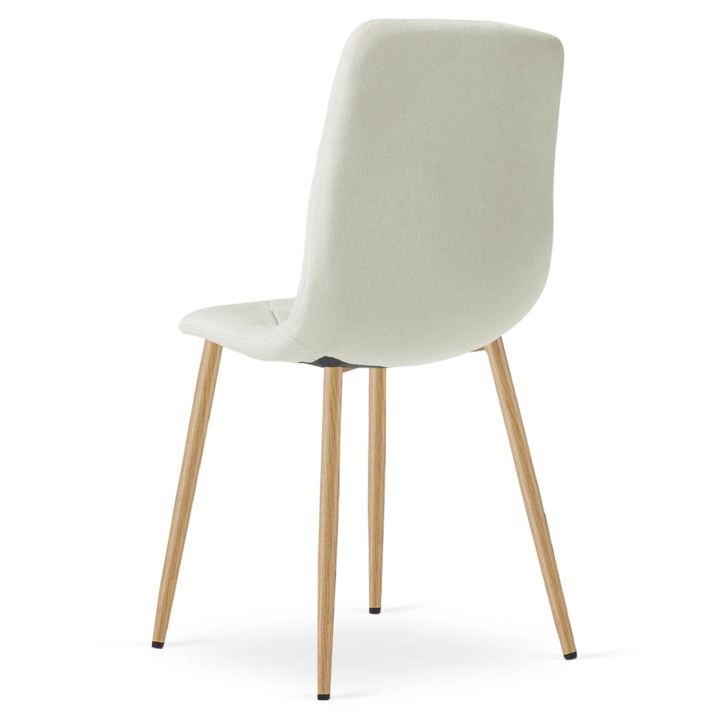 Set di 2 sedie Libra in tessuto beige e gambe effetto legno