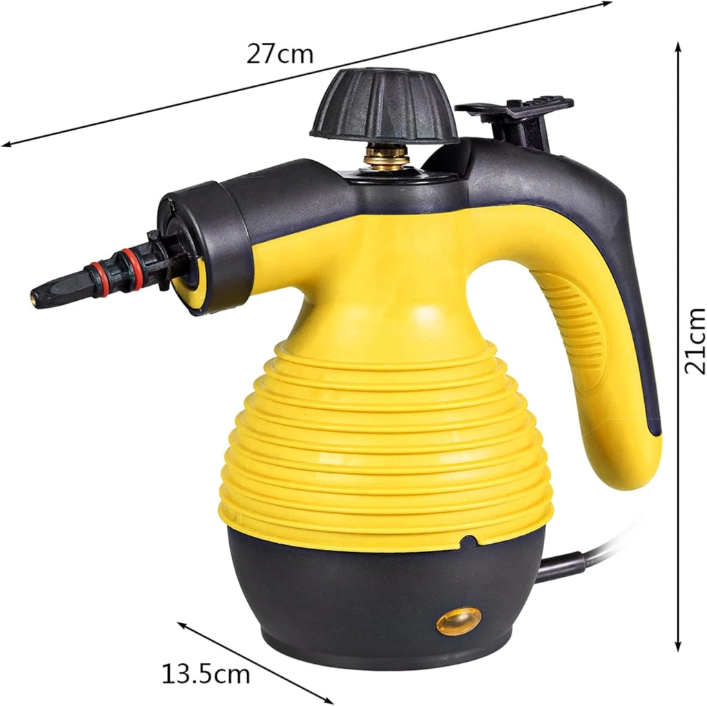Pulitore Vapore 350 ml, Pulitore a Vapore Portatile Multiuso 3 Bar, con 9 Accessori (Giallo)