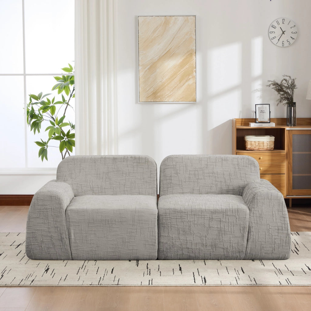 Divano a due posti, tessuto chenille, design modulare, imbottitura in schiuma ad alta elasticit¨¤ 30D, pronto all'uso, grigio