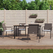 Set Pranzo da Giardino 5pz con Cuscini in Polyrattan e Acciaio