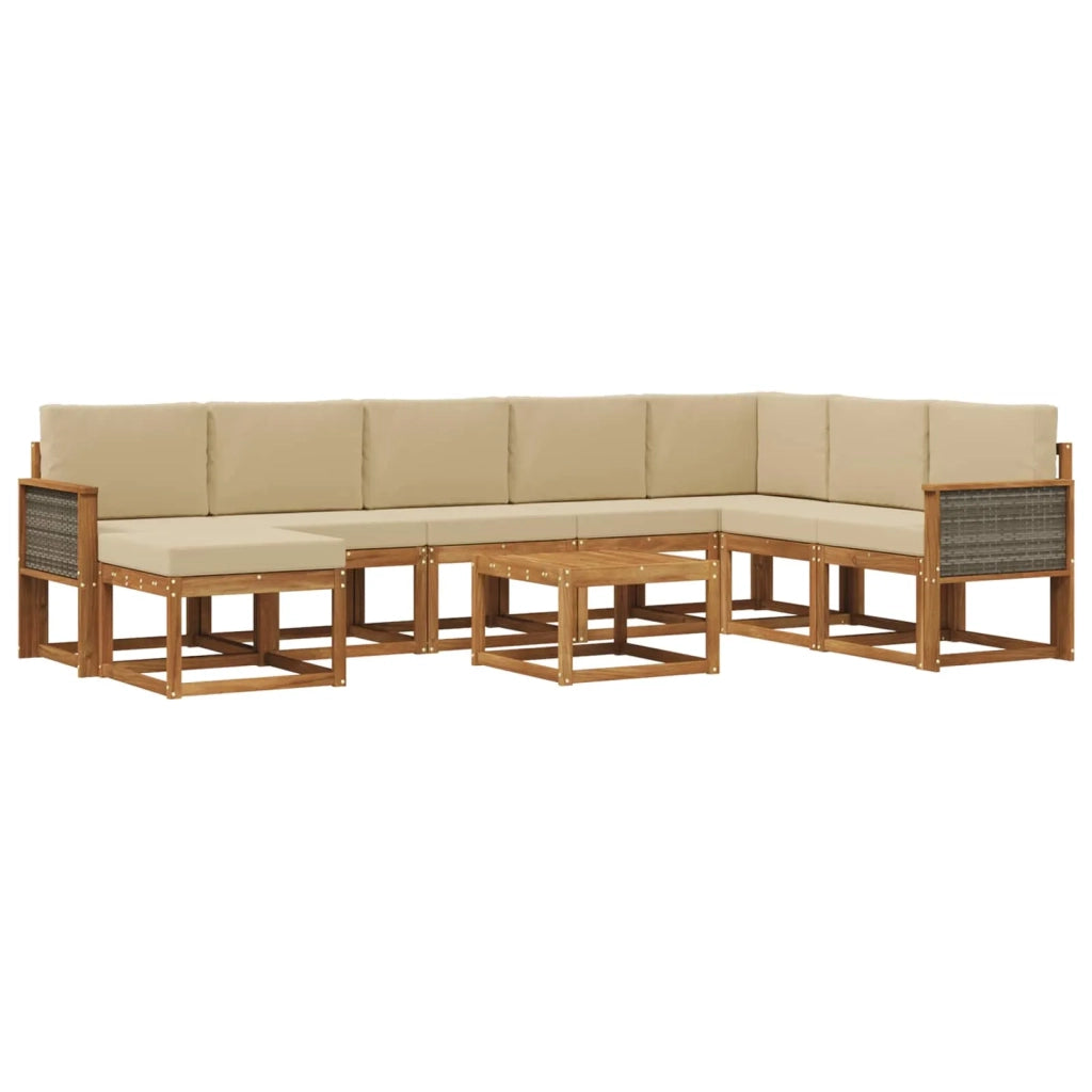 Set di divani da esterno 9 pz Naturale e Beige 3385469