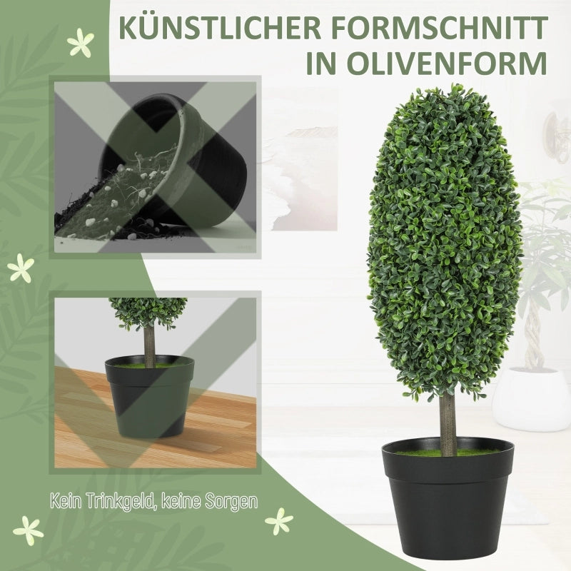 Set di 2 piante artificiali, alberi artificiali resistenti ai raggi UV in vaso, plastica, cemento, verde