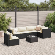 Set Salotto da Giardino con Cuscini 7pz Nero Polyrattan 3308176
