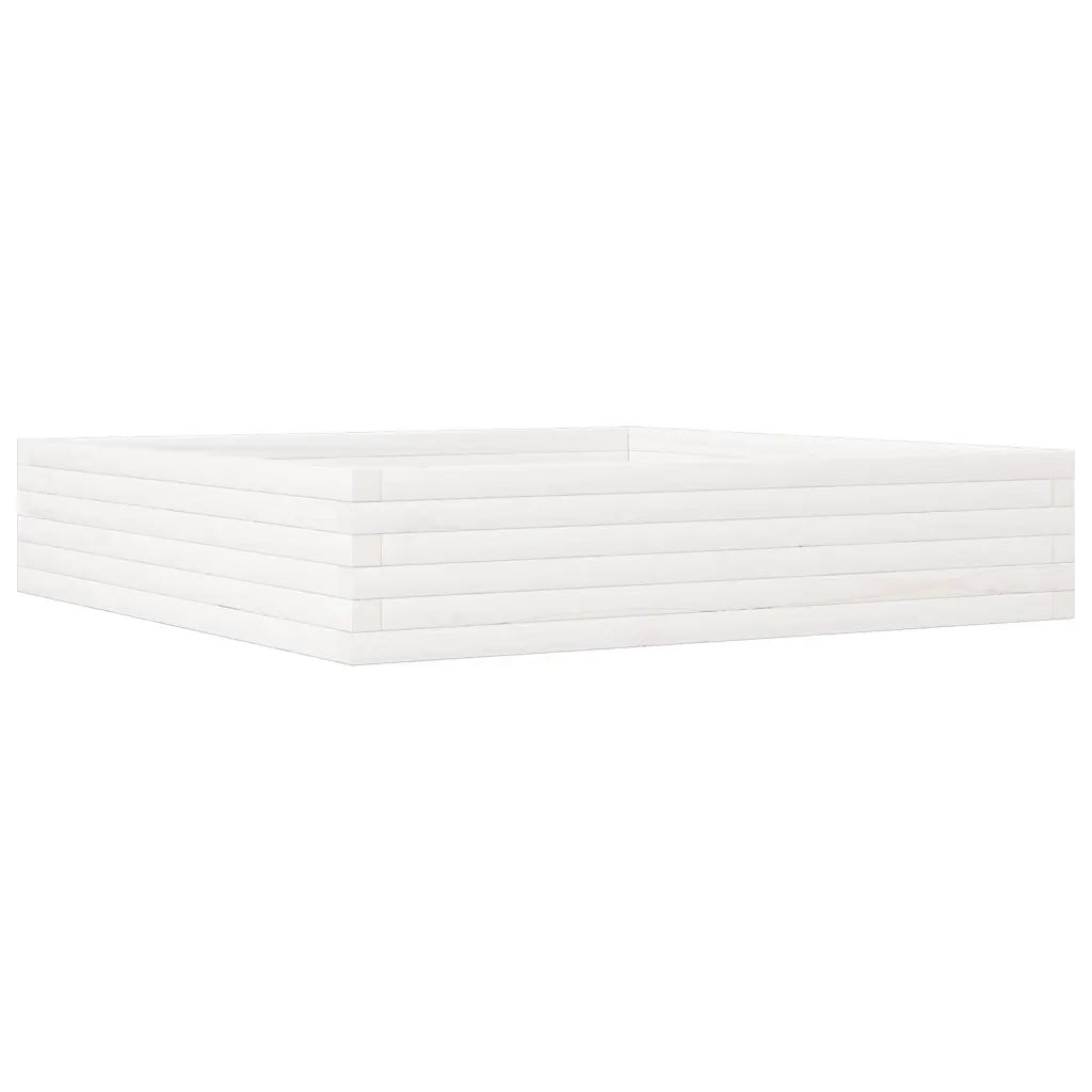 Fioriera da Giardino-Vaso da Esterno Bianca 110x110x23cm Legno Massello di Pino