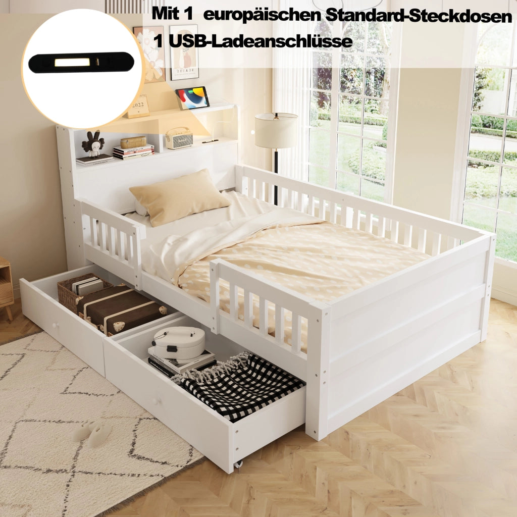 LETTO multifunzione 90x190 cm bianco in legno di pino