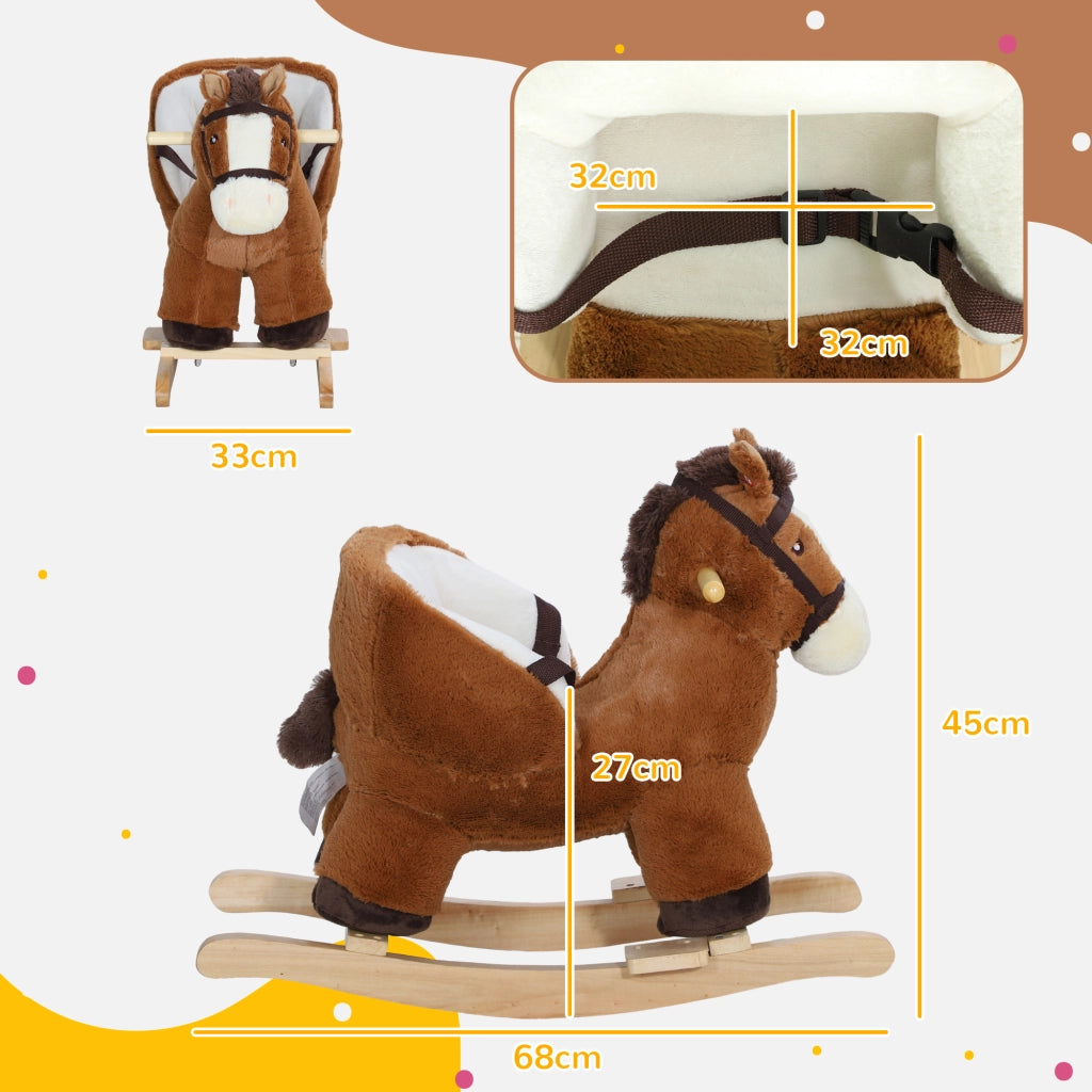 Cavallo a dondolo per bambini ¨C Xylo ¨C legno, cintura sicurezza, 18-36 mesi, marrone