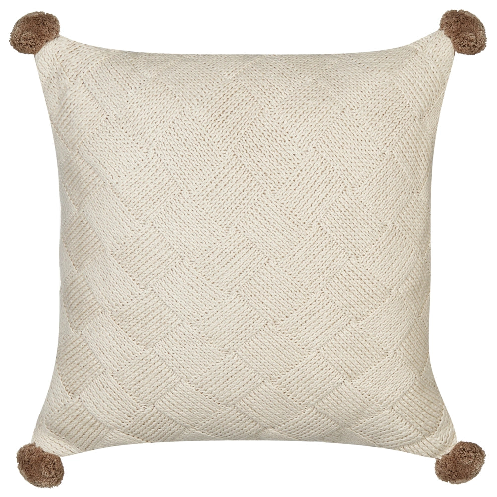Set di 2 cuscini decorativi in cotone intrecciato beige soggiorno camera da letto
