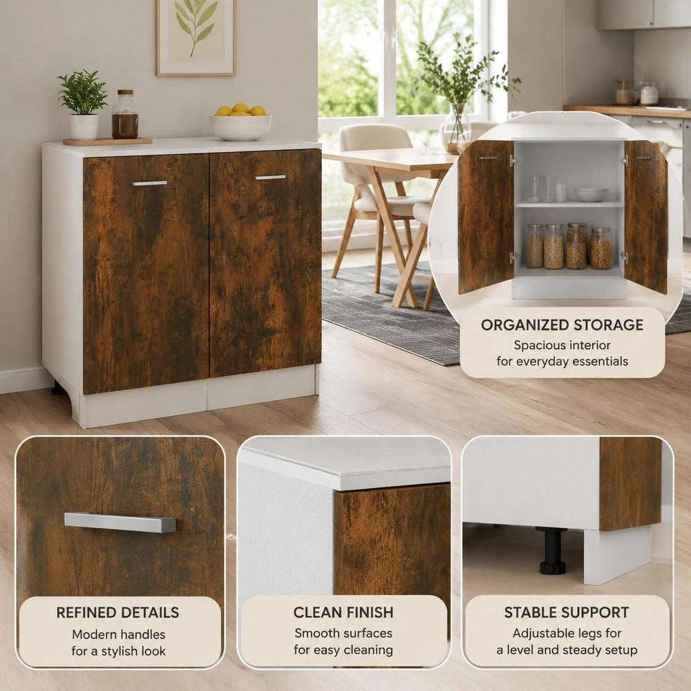 Sink Base Cabinet Lyon Smoked Oak 80x46x81.5 Cm Wood-based Material