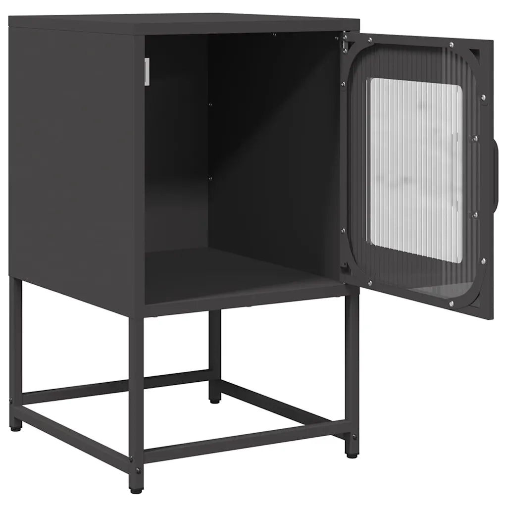 Comodino Nero 36x39x60,5 cm in Acciaio Laminato a Freddo 853326