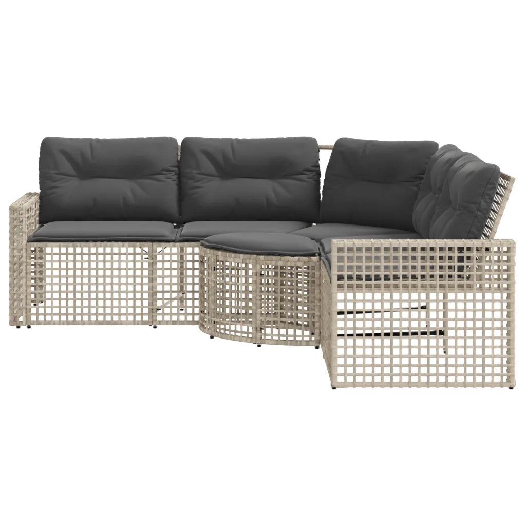 Divano da Giardino a L Cuscini e Pouf-Sofa da Giardino-Divano da esterno Grigio Chiaro Polyrattan