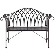 Panca da giardino per esterni in metallo Nero 130 cm 2 posti con braccioli svasati in stile vintage