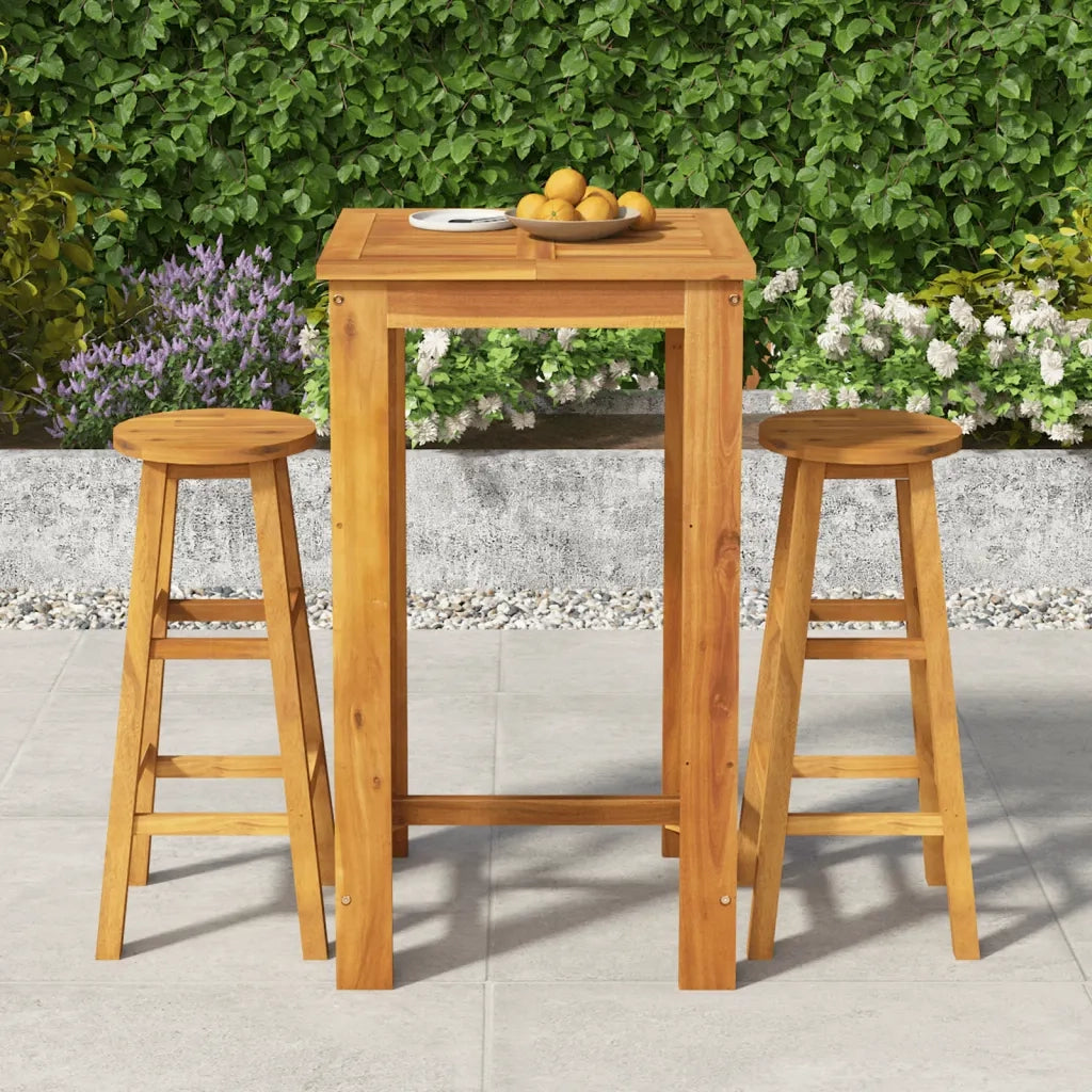 Set da Bar da Giardino 3 pz | Set Salotto da Giardino in Legno Massello di Acacia