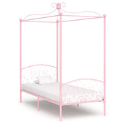 Letto a Baldacchino Rosa in Metallo 100x200 cm cod mxl 59873