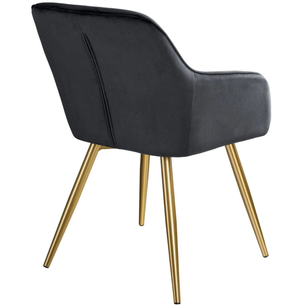Set di 2 sedie con gambe dorate, seduta soggiorno, cucina sala da pranzo, design elegante, nero 08_0000165