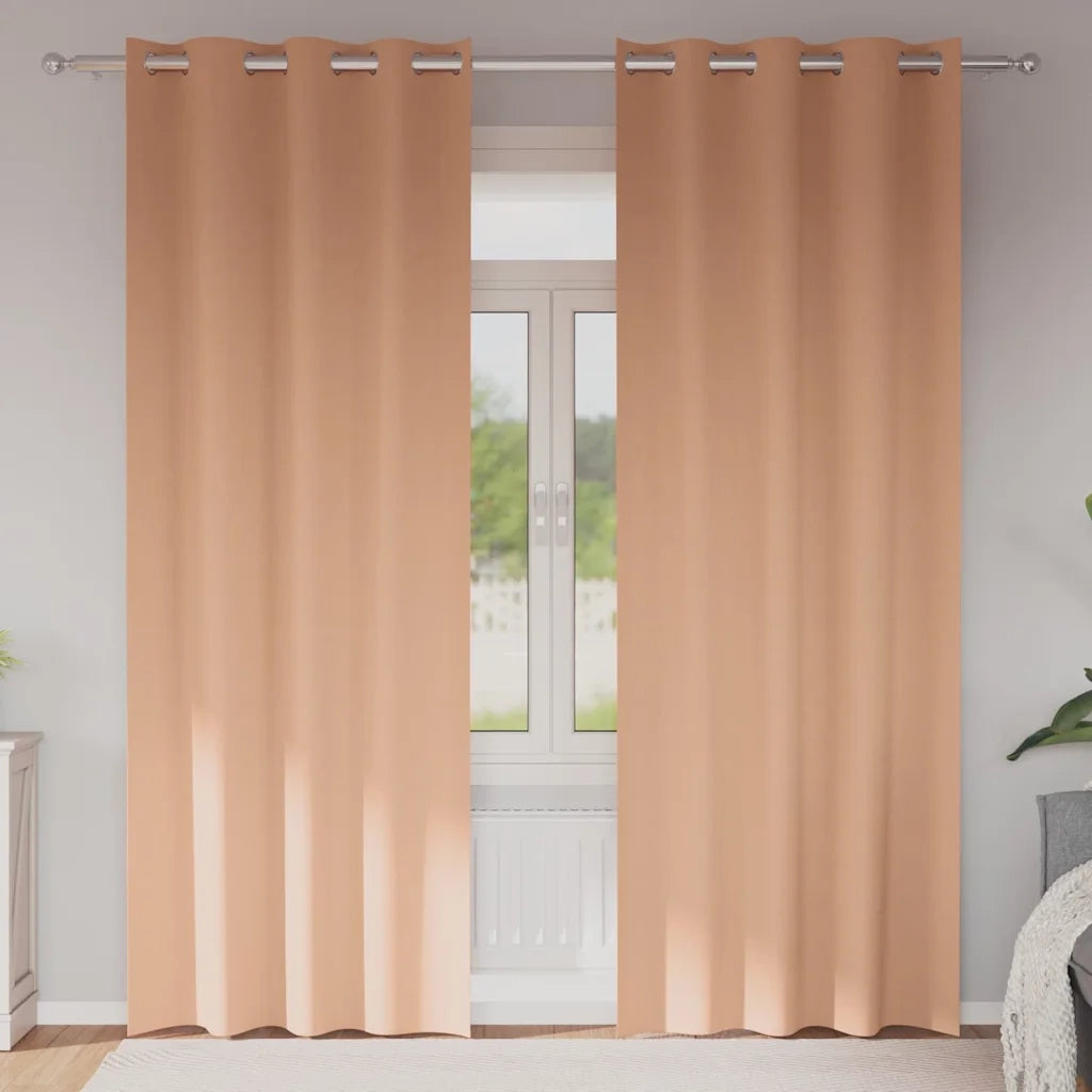 Tende Blackout con Anelli 2 pz Marrone Chiaro 260 x 140 cm 4107372
