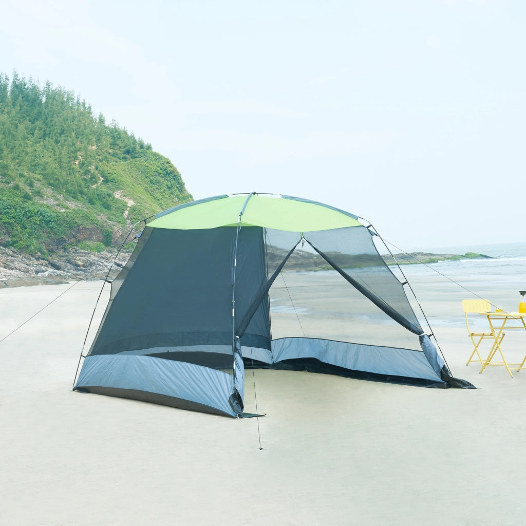Gazebo da Giardino Beekdaelen con Zanzariere 305 x 305 x 213 cm Grigio / Verde chiaro pro.tec