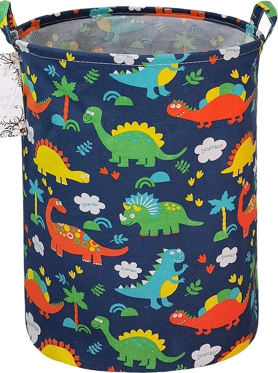 Cestino da Lavanderia Pieghevole Realizzato in Tarpaulin con Smalto di Polietilene Idrorepellente - Grande Cestino di Stoccaggio per Camera dei Bambini, Ufficio, Camera da Letto (Dinosauro)
