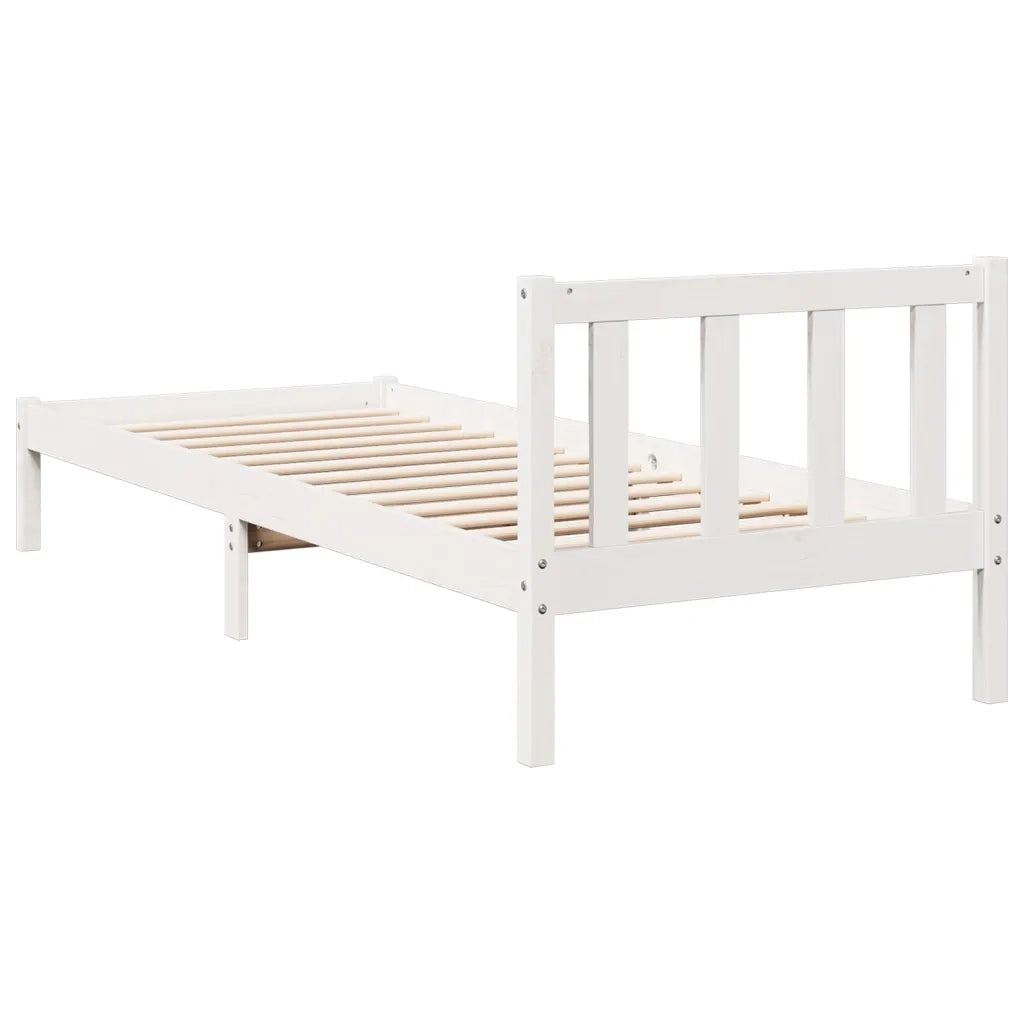 Letto Extra Lungo senza Materasso Bianco 80x220 cm in Pino