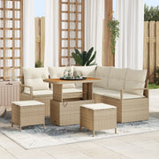 Set divani giardino  8 pezzi con cuscini beige polyrattan acacia
