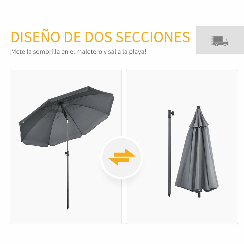 Ombrellone da Giardino con Protezione UV50+ ¨C zephmum ¨C Grigio Scuro ?180x209 cm