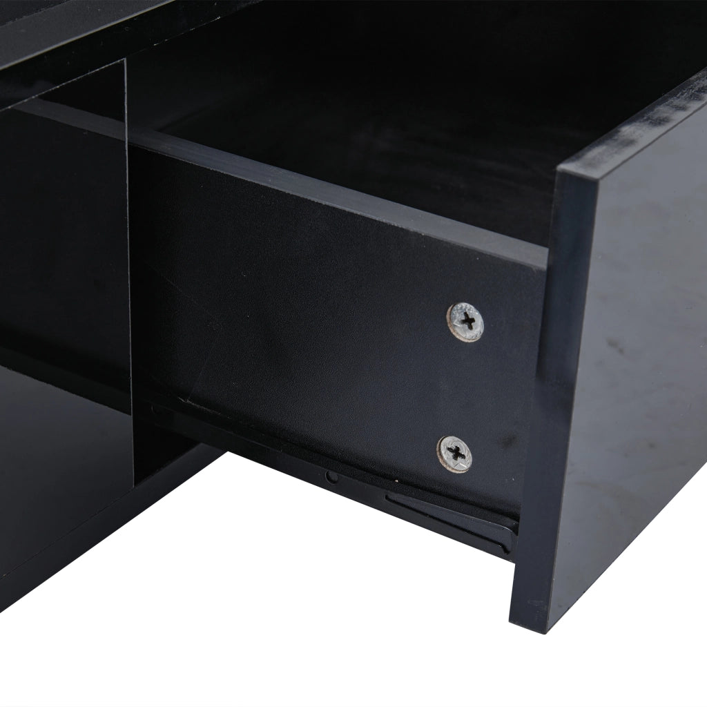 TAVOLO DA SALOTTO ALZABILE 96x45x40 cm NERO in pannello di legno con LED e cassetto