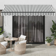 Tenda retrattile-Tenda parasole per balcone Antracite e Bianca 3,5x2,5m Tessuto/Alluminio 469504
