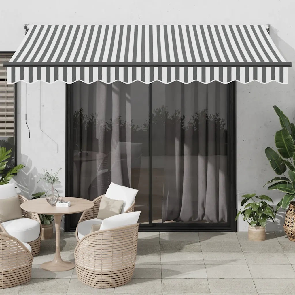 Tenda retrattile-Tenda parasole per balcone Antracite e Bianca 3,5x2,5m Tessuto/Alluminio 469504